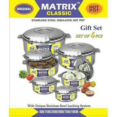 6 Piece Stainless Steel Hot Pot Food Server -Silver 6 Piece Stainless Steel Hot Pot Food Server -Silver
