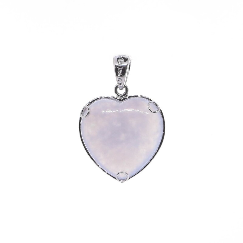 DIJE ORO BLANCO CORAZON CALCEDONIA 14K