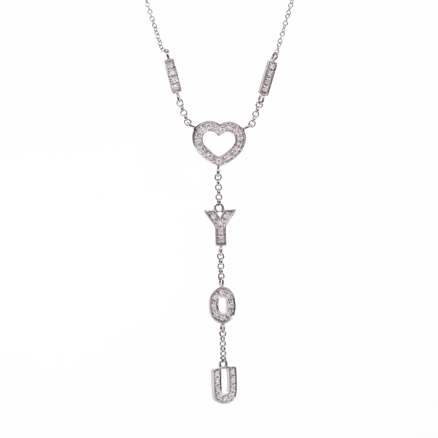CADENA ORO BLANCO DIAMANTES LOVE
