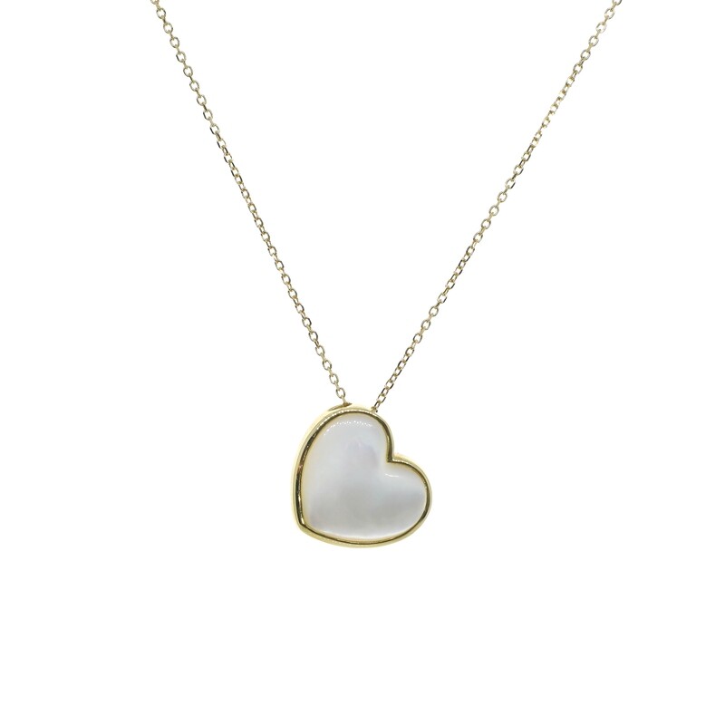 CADENA ORO AMARILLO CORAZON MADRE PERLA 14K