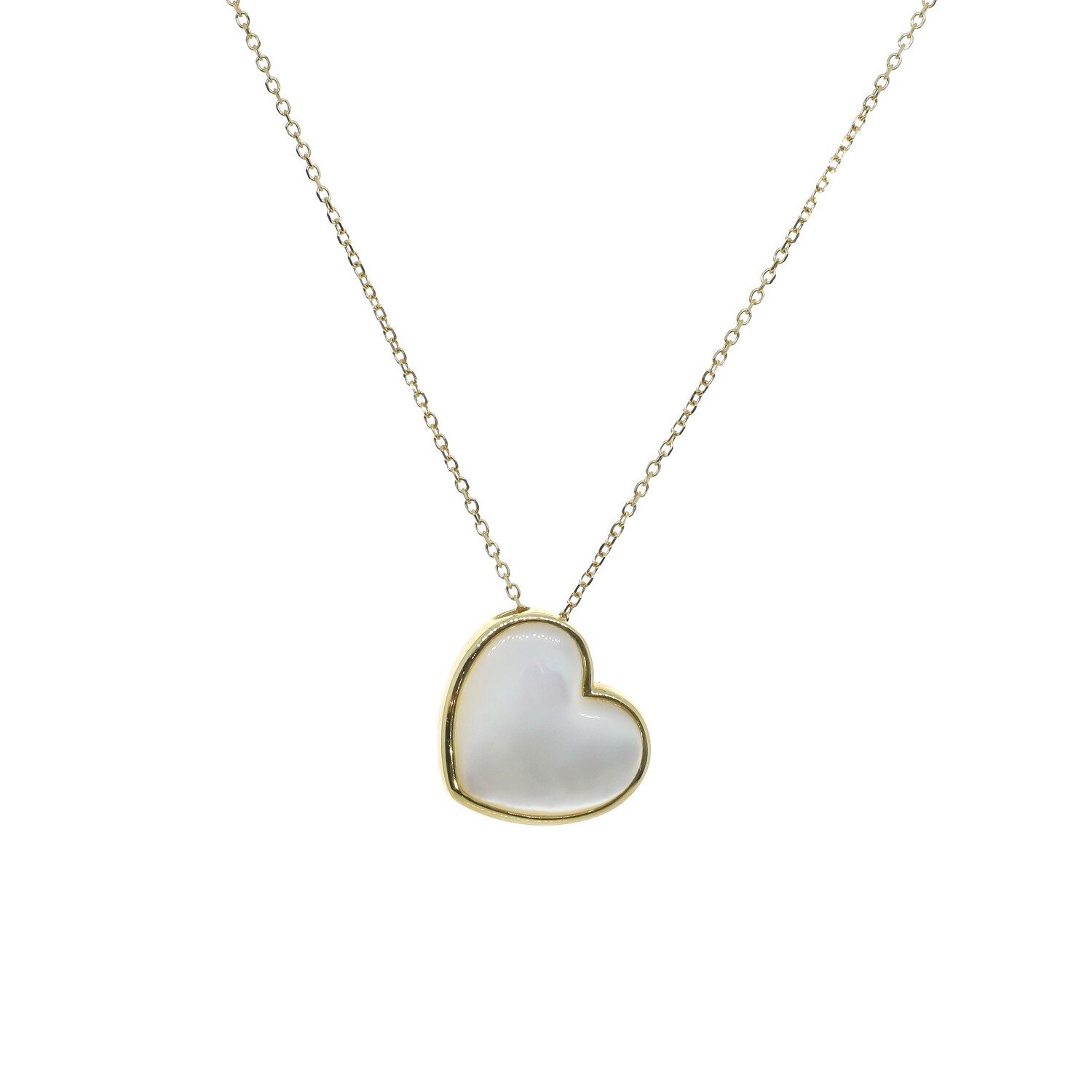 CADENA ORO AMARILLO CORAZON MADRE PERLA 14K
