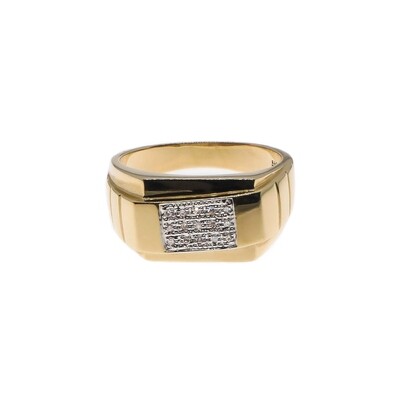 ANILLO ORO AMARILLO 14K &amp; DIAMANTES HOMBRE