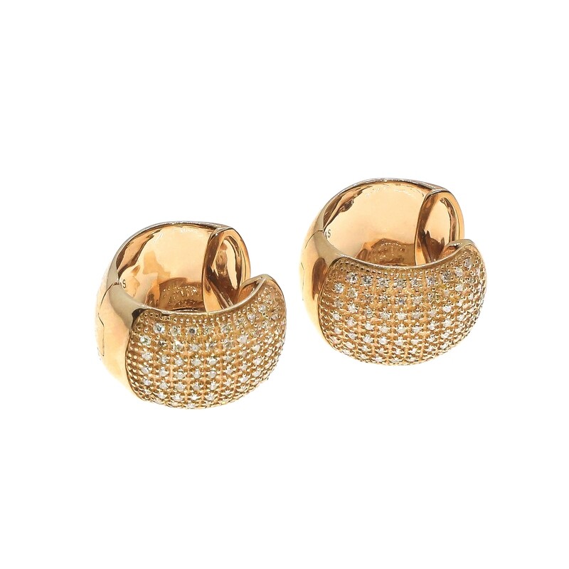 ARETES ORO ROSADO HOGGIES CON DIAMANTES 14K