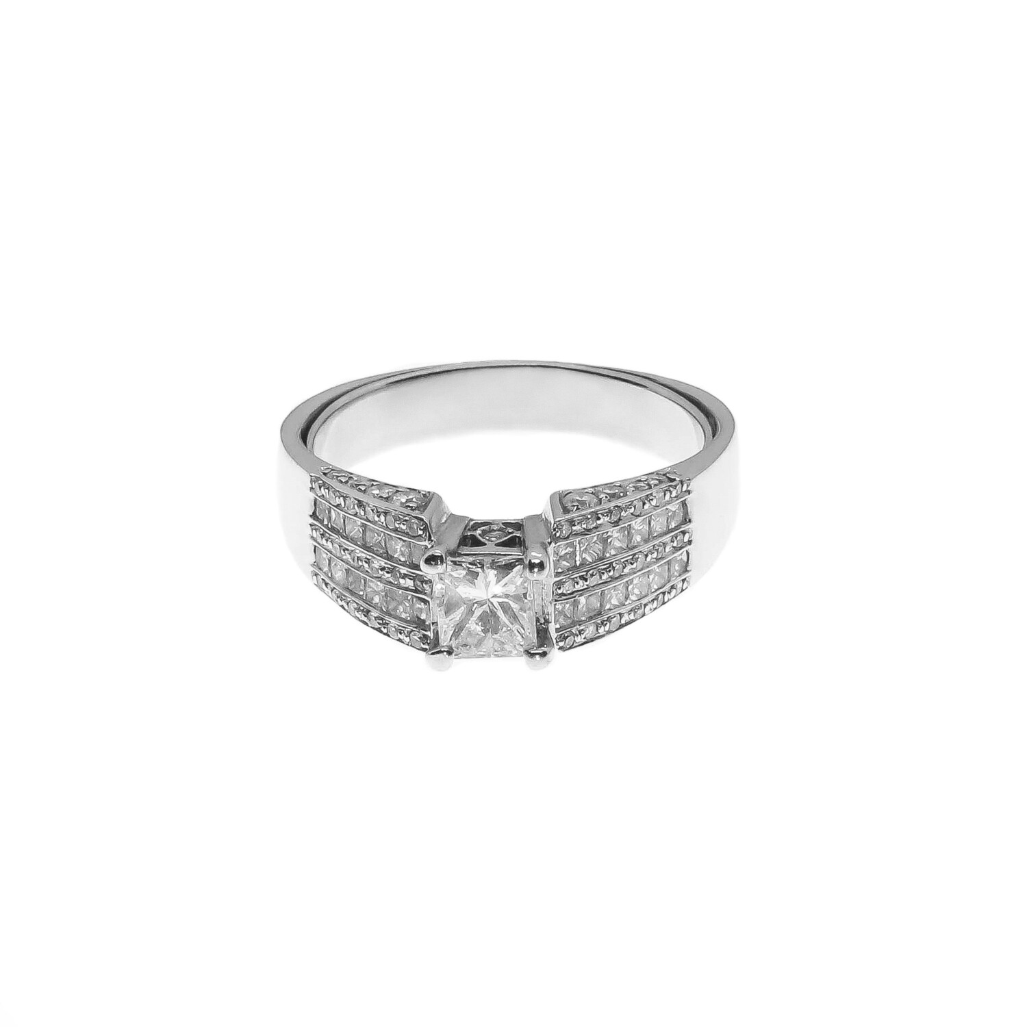 ANILLO ORO BLANCO DE COMPROMISO DIAMANTES 14K
