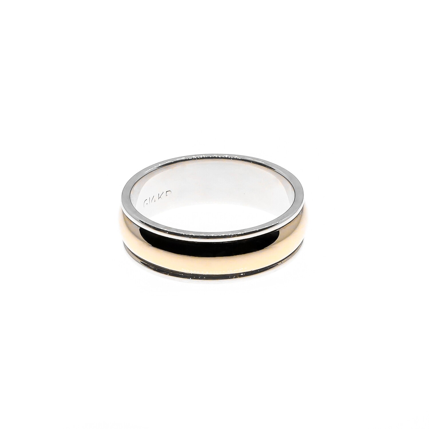 ANILLO ORO BLANCO Y AMARILLO ARO DE BODA 14K