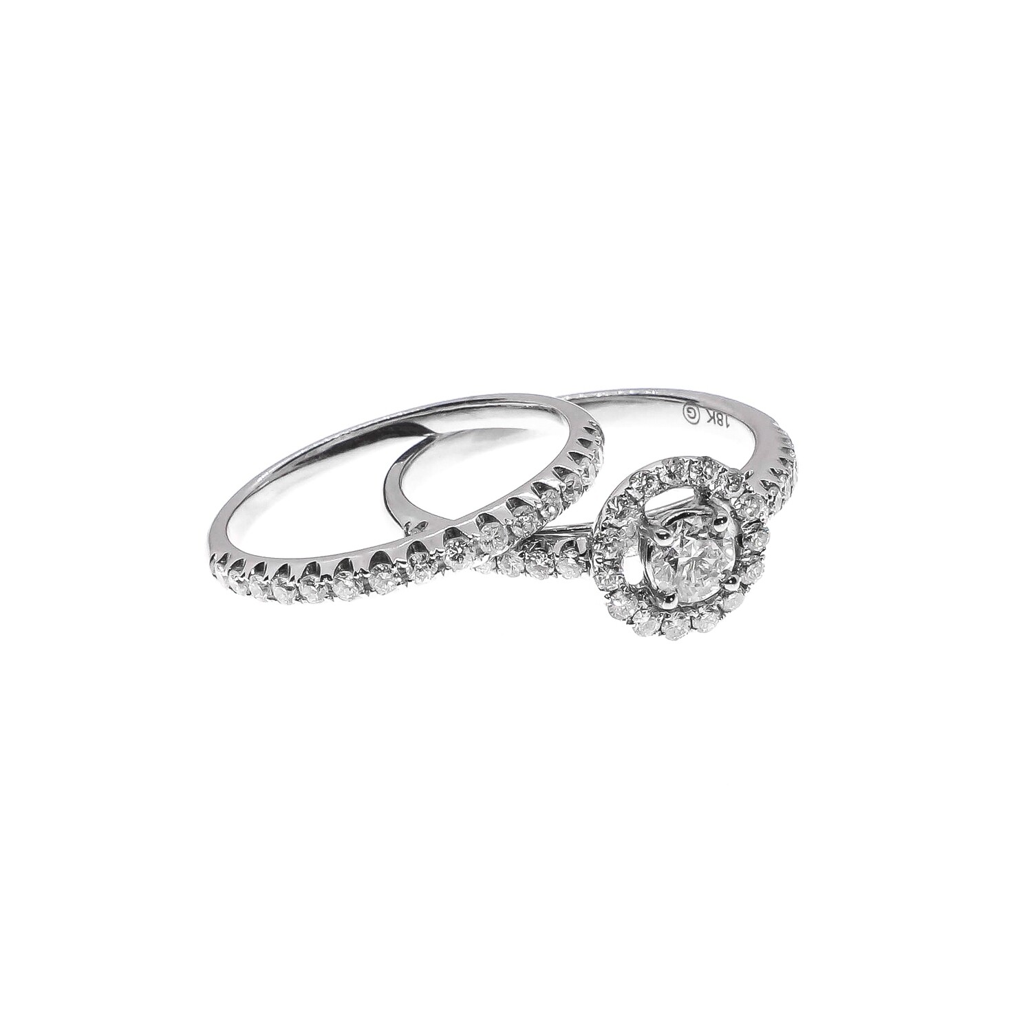ANILLO ORO BLANCO DE COMPROMISO CON BANDA Y DIAMANTES 14K