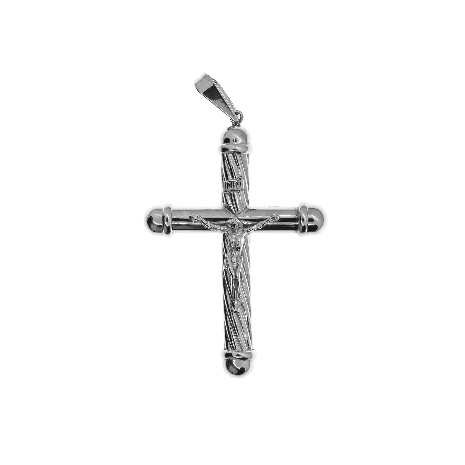 CRUCIFIJO ORO BLANCO CON CRISTO GRANDE 14K