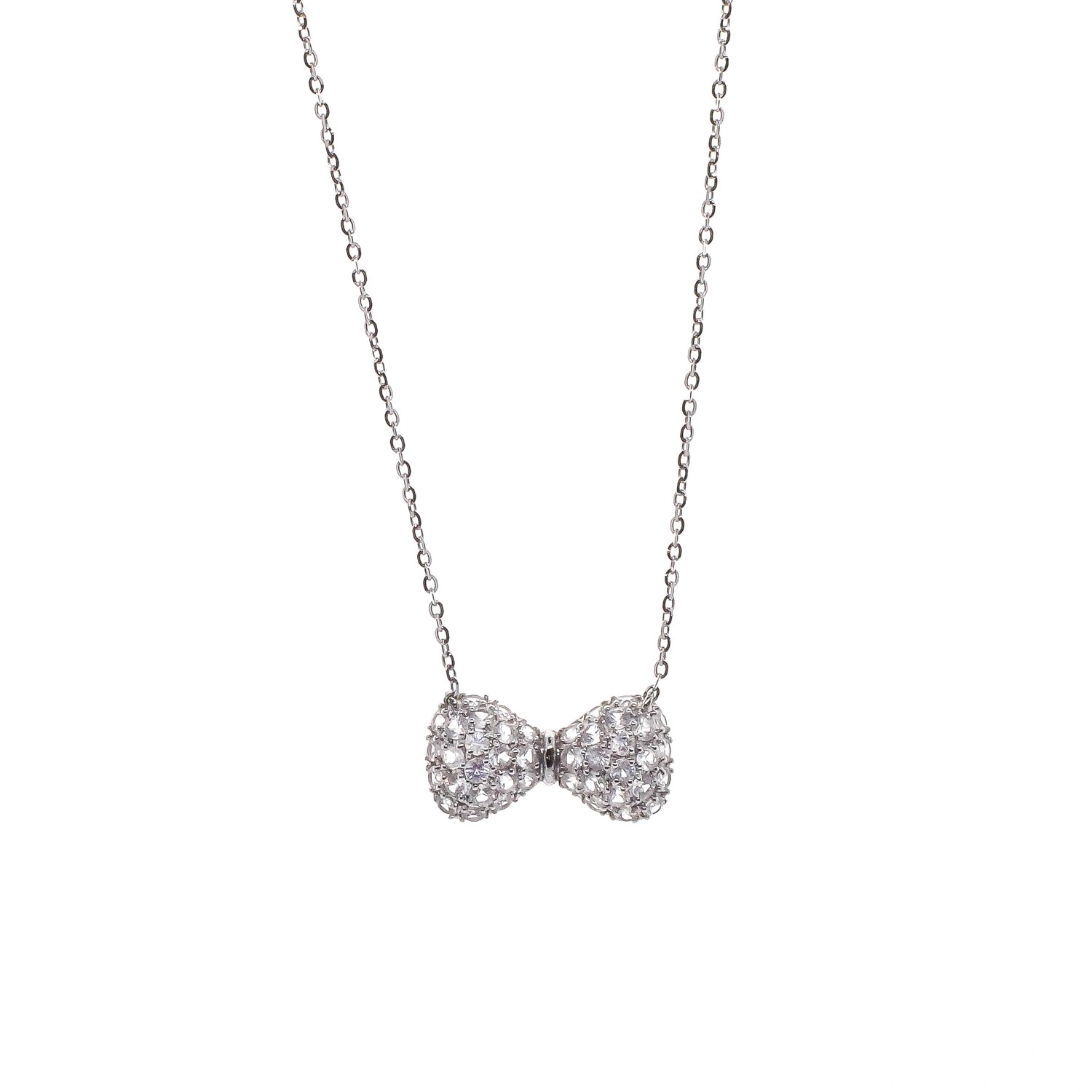 CADENA ORO BLANCO LAZO ZAFIRO BLANCO 14K