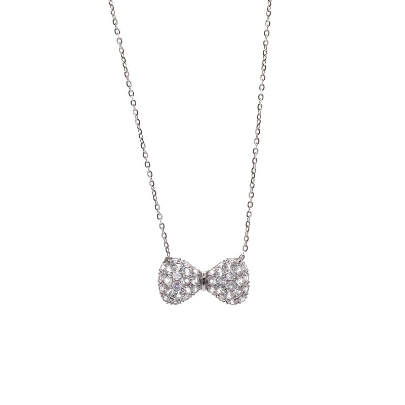 CADENA ORO BLANCO LAZO ZAFIRO BLANCO 14K