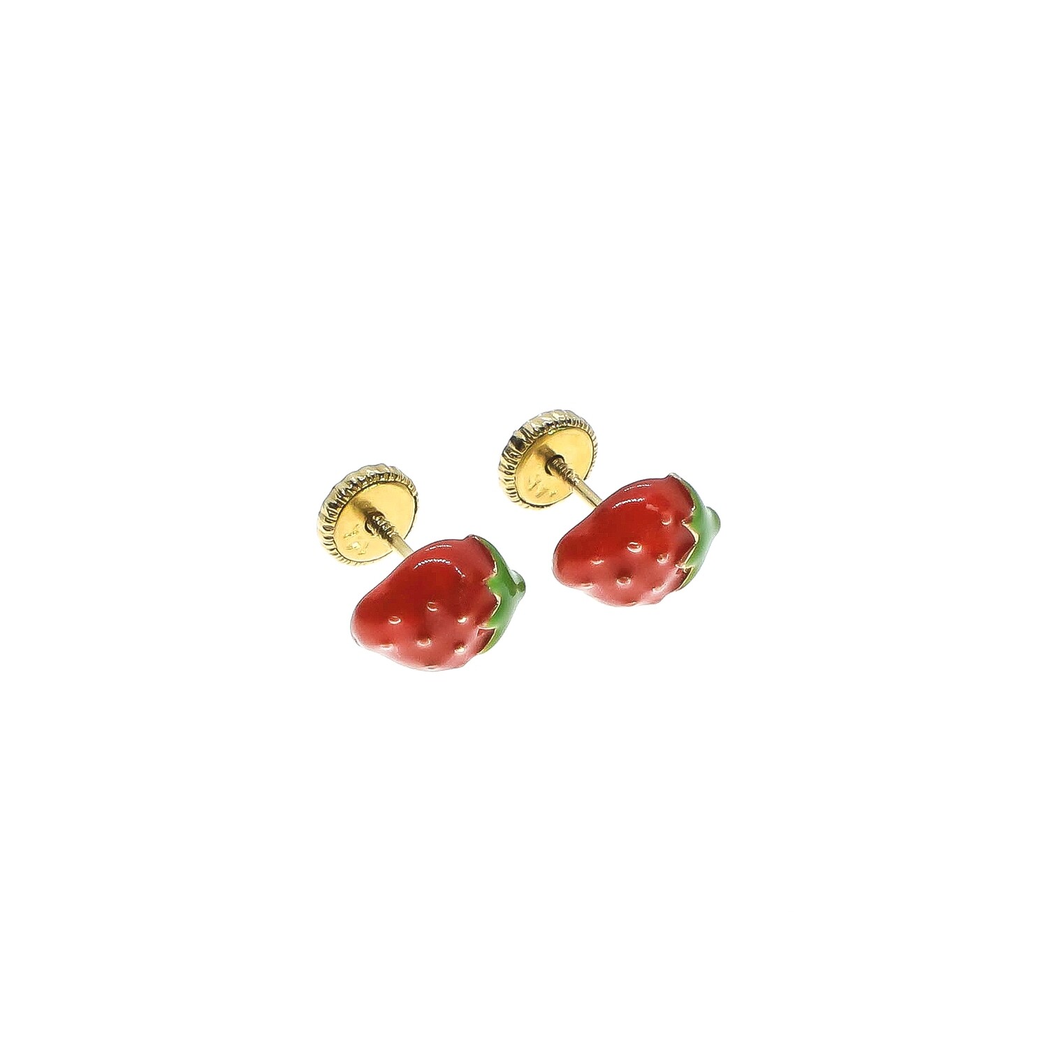 ARETES ORO AMARILLO FRESA 14K