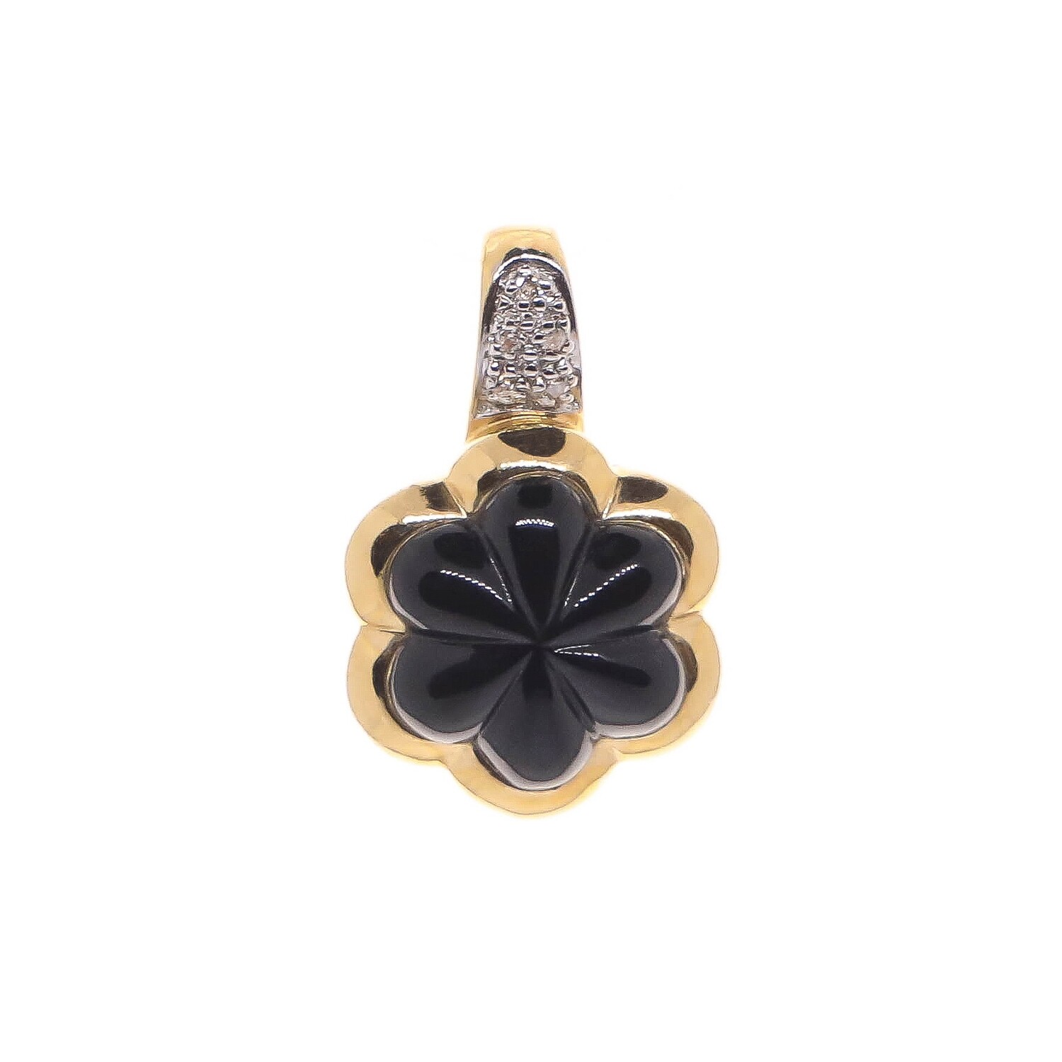 DIJE ORO AMARILLO ONIX Y DIAMANTES 14K