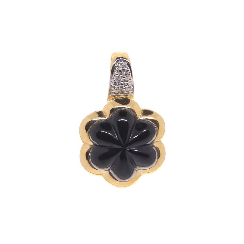 DIJE ORO AMARILLO ONIX Y DIAMANTES 14K