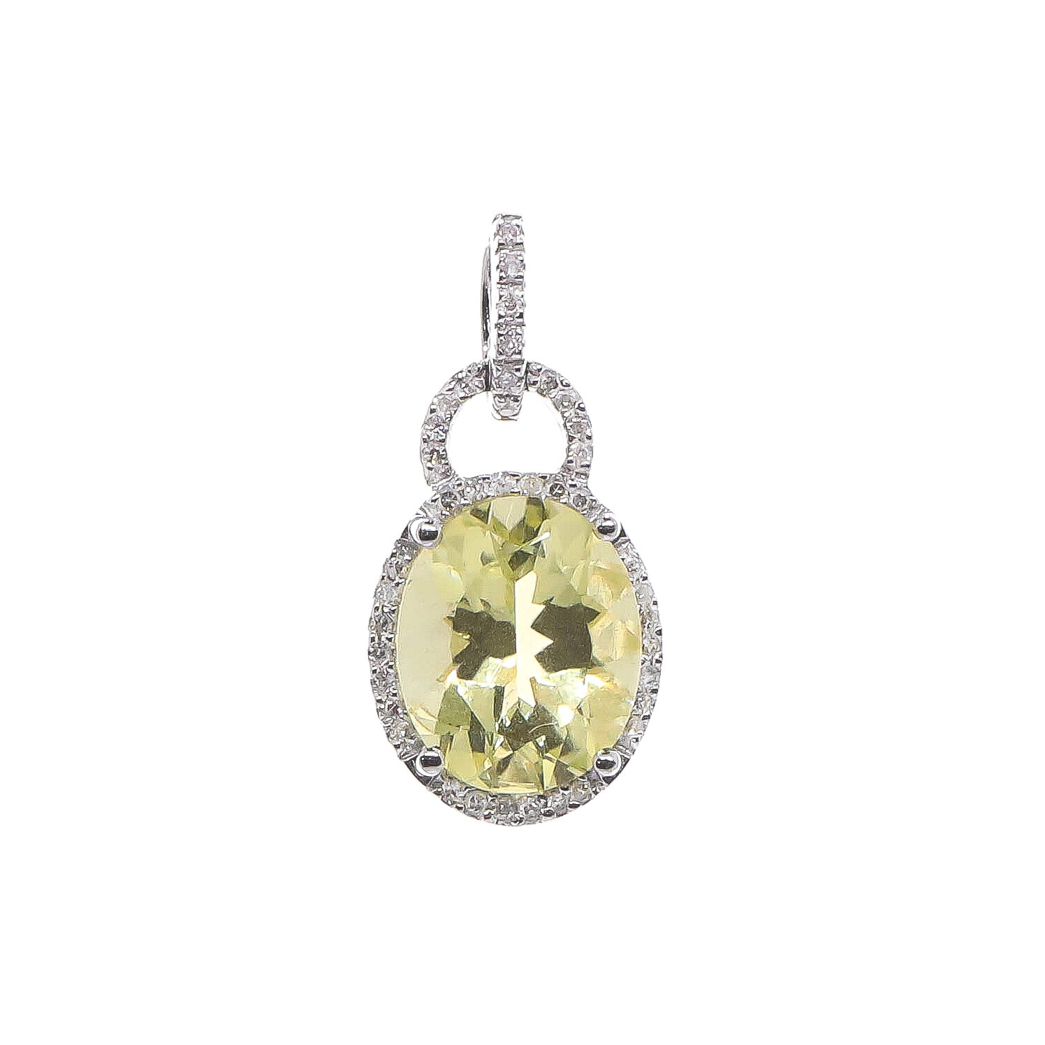 DIJE ORO BLANCO PERIDOT Y DIAMANTES 14K