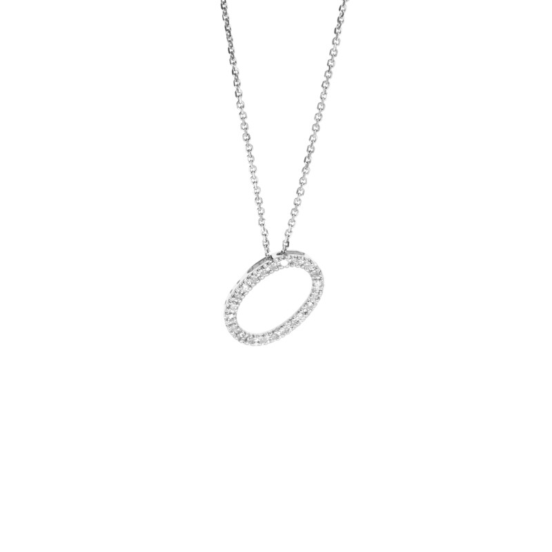 CADENA CON DIJE INICIAL GRANDE LETRA O ORO BLANCO CON DIAMANTES 14K