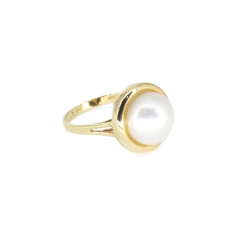 ANILLO ORO AMARILLO PERLA MEDIANA 14K