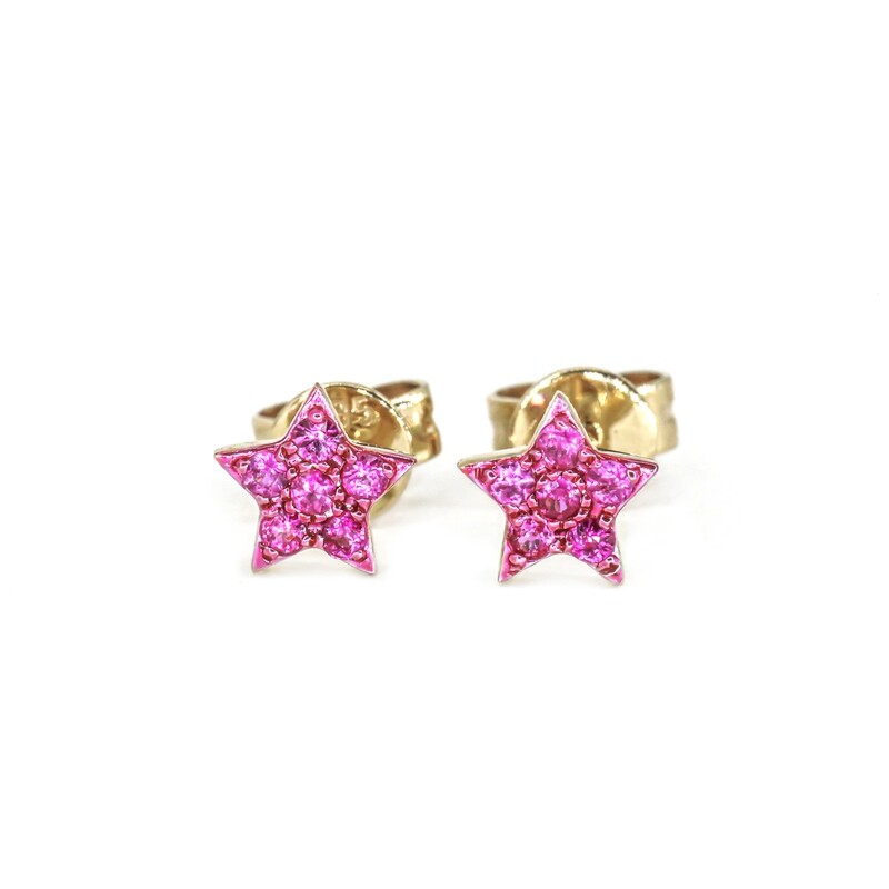ARETE ORO AMARILLO ESTRELLA RUBI 14K