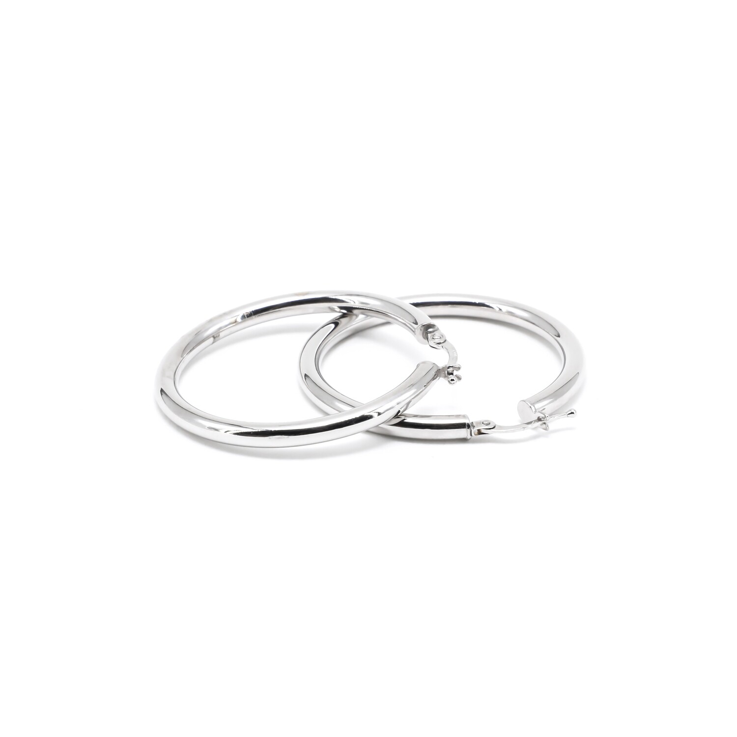 ARETE ORO BLANCO 14K ARGOLLA LISA MEDIANA