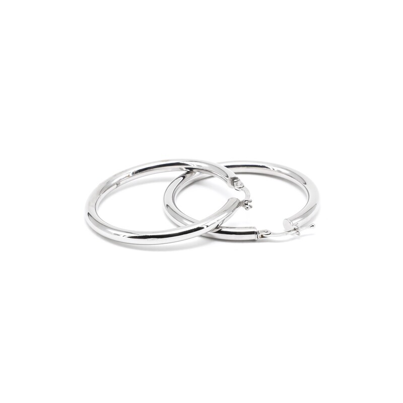 ARETE ORO BLANCO 14K ARGOLLA LISA MEDIANA