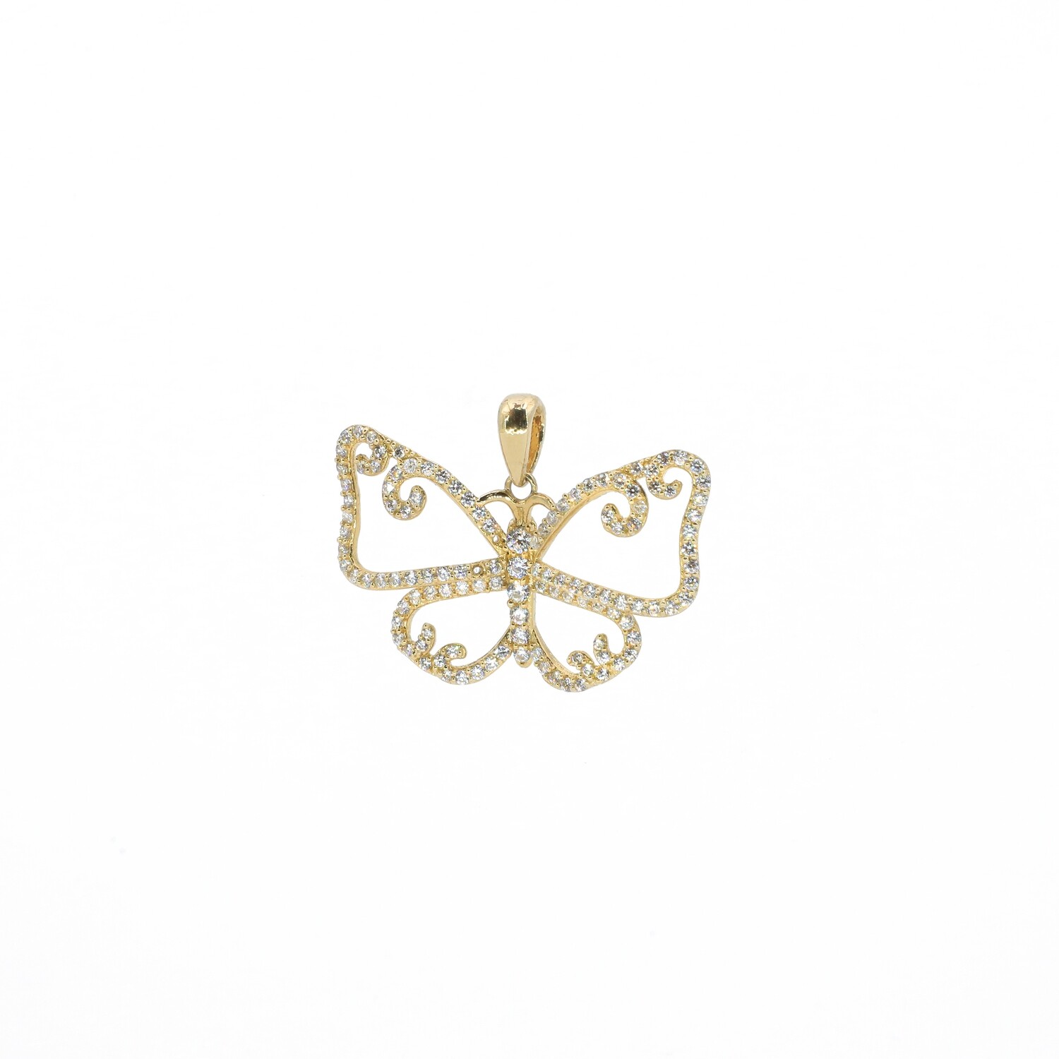 DIJE ORO AMARILLO 14K MARIPOSA CIRCONIA MEDIANO