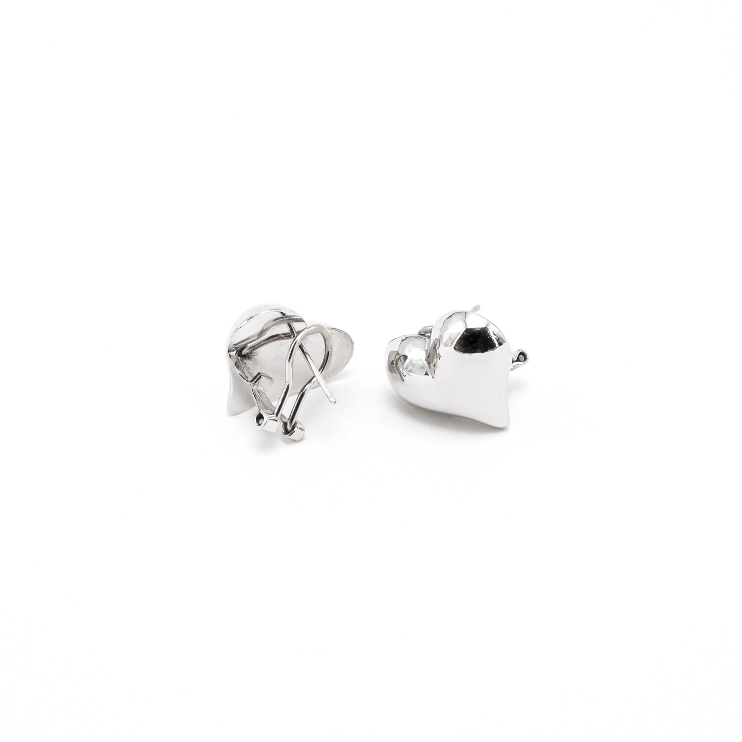 ARETES ORO BLANCO 14K CORAZON PEQUEÑO