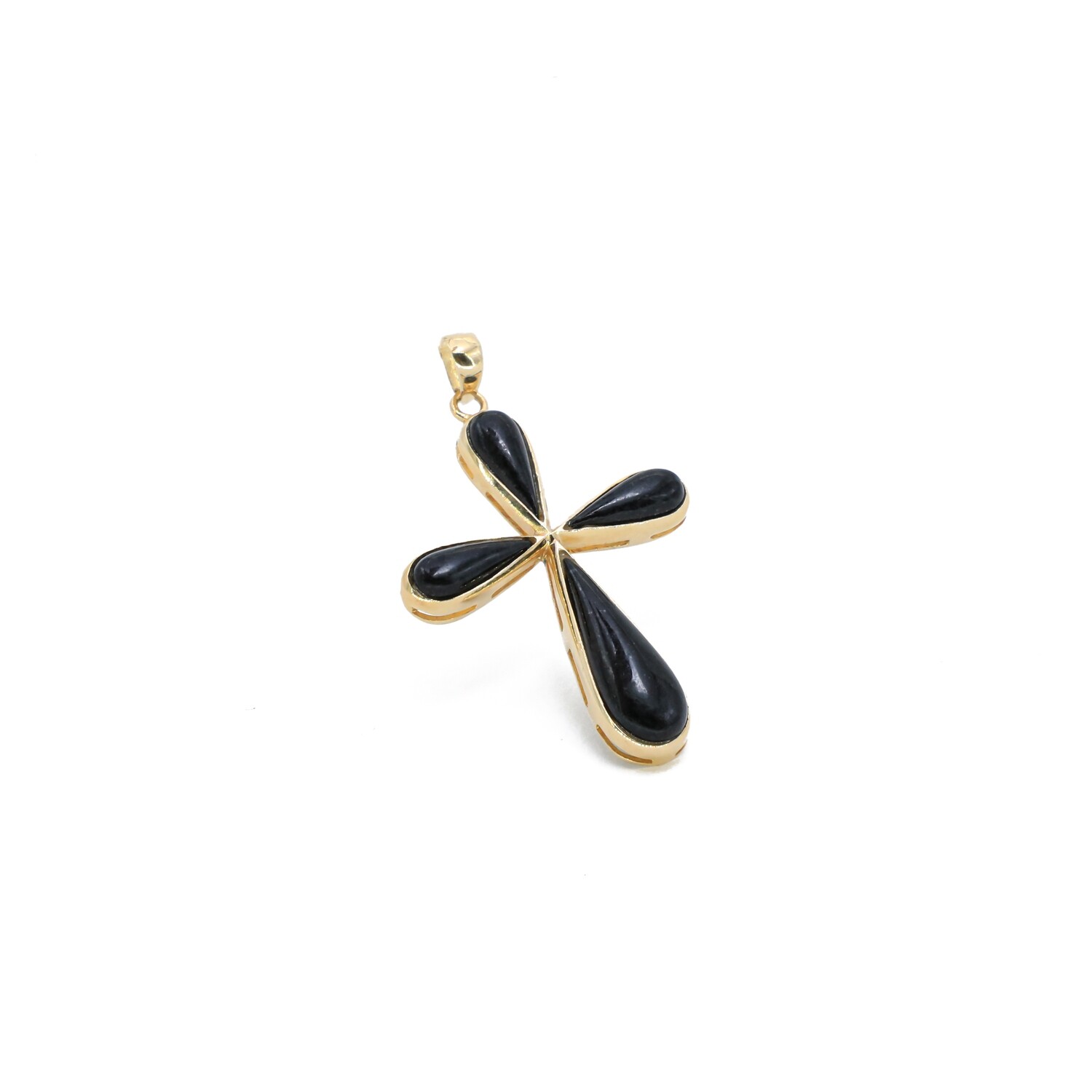DIJE ORO AMARILLO CRUCIFIJO ONIX 14K
