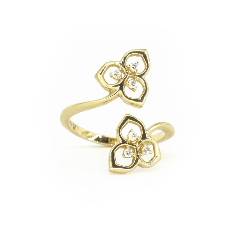 ANILLO ORO AMARILLO 18K &amp; DIAMANTES ABIERTO