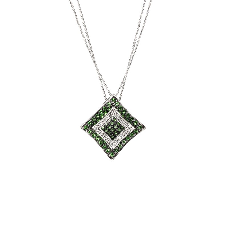 CADENA CON DIJE ORO BLANCO 14K SABORAI &amp; DIAMANTES