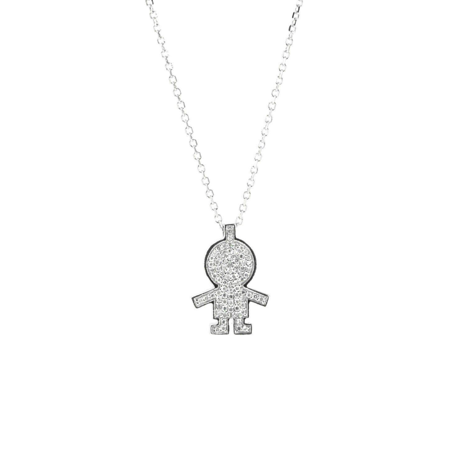 CADENA CON DIJE ORO BLANCO 14K NIÑO CON DIAMANTES PEQ 14K