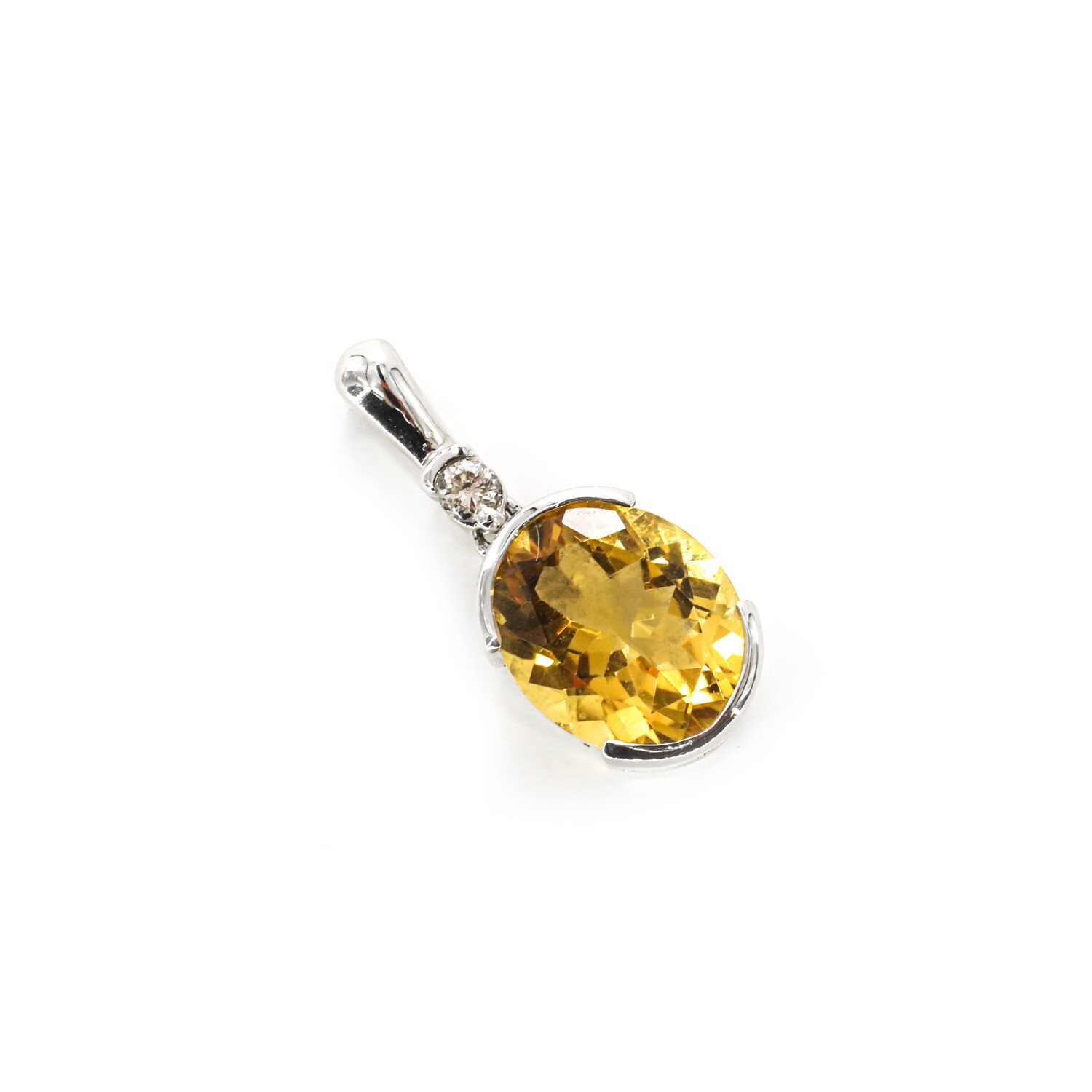 DIJE ORO BLANCO 14K TOPACIO AMARILLO &amp; DIAMANTES