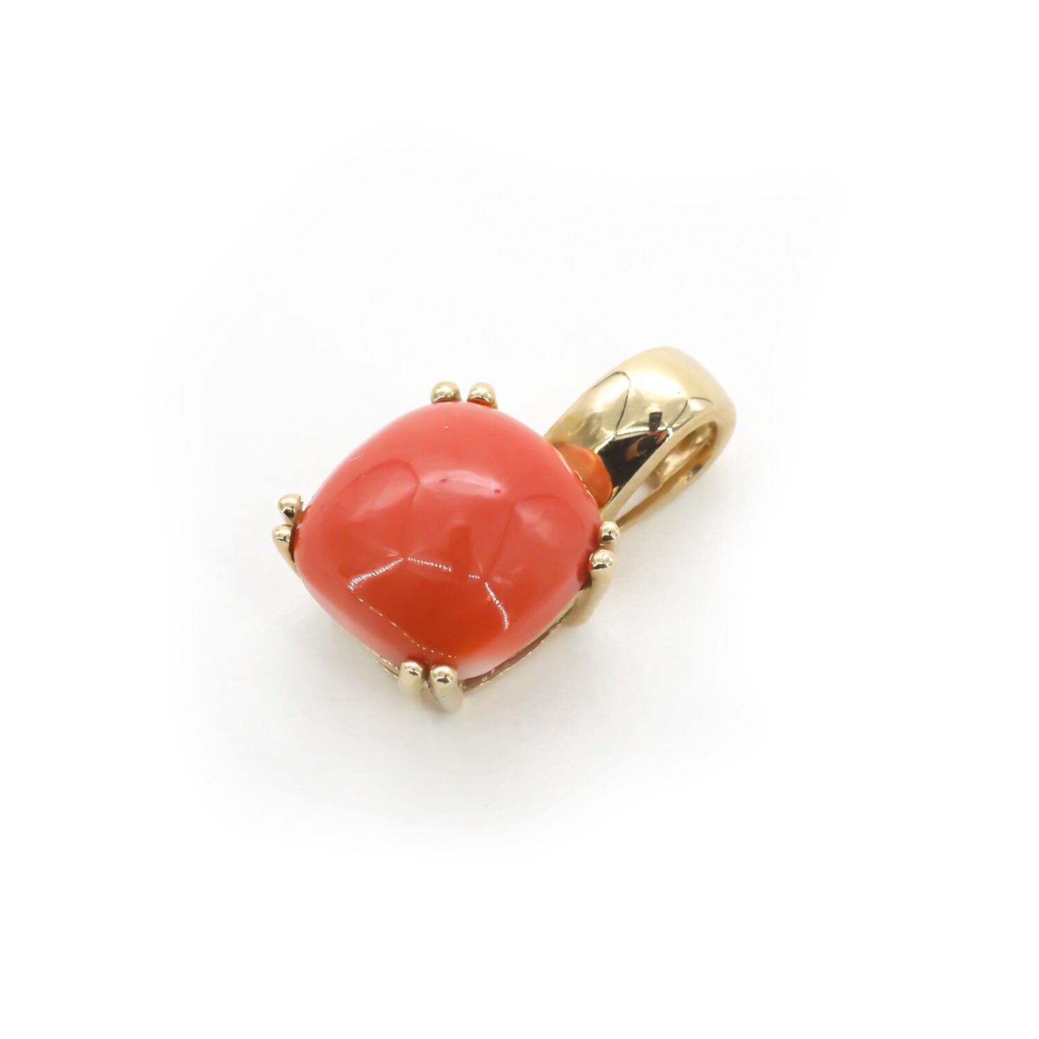 DIJE ORO AMARILLO 14K CORAL CUADRADO