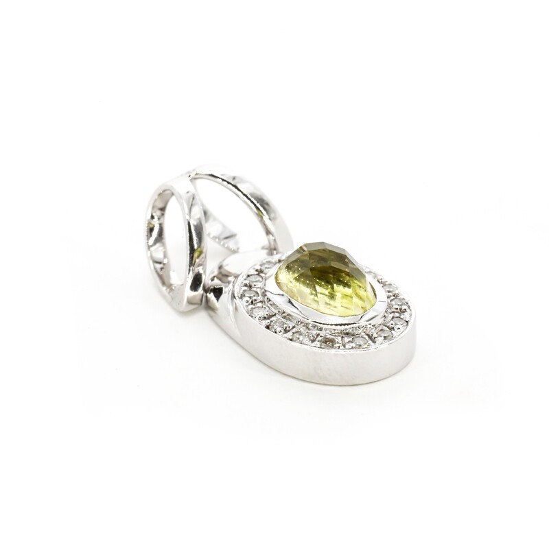 DIJE ORO BLANCO 14K PERIDOT &amp; DIAMANTES PAVET