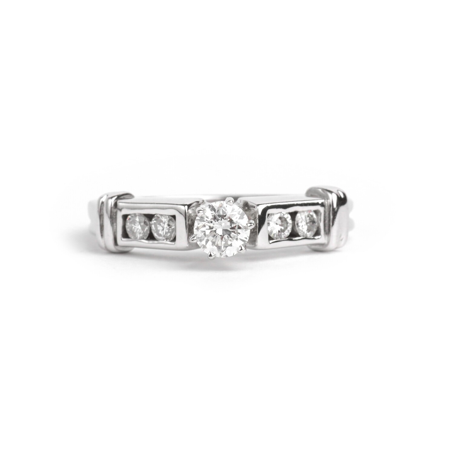 ANILLO COMPROMISO ORO BLANCO 14K CON DIAMANTES PAVET