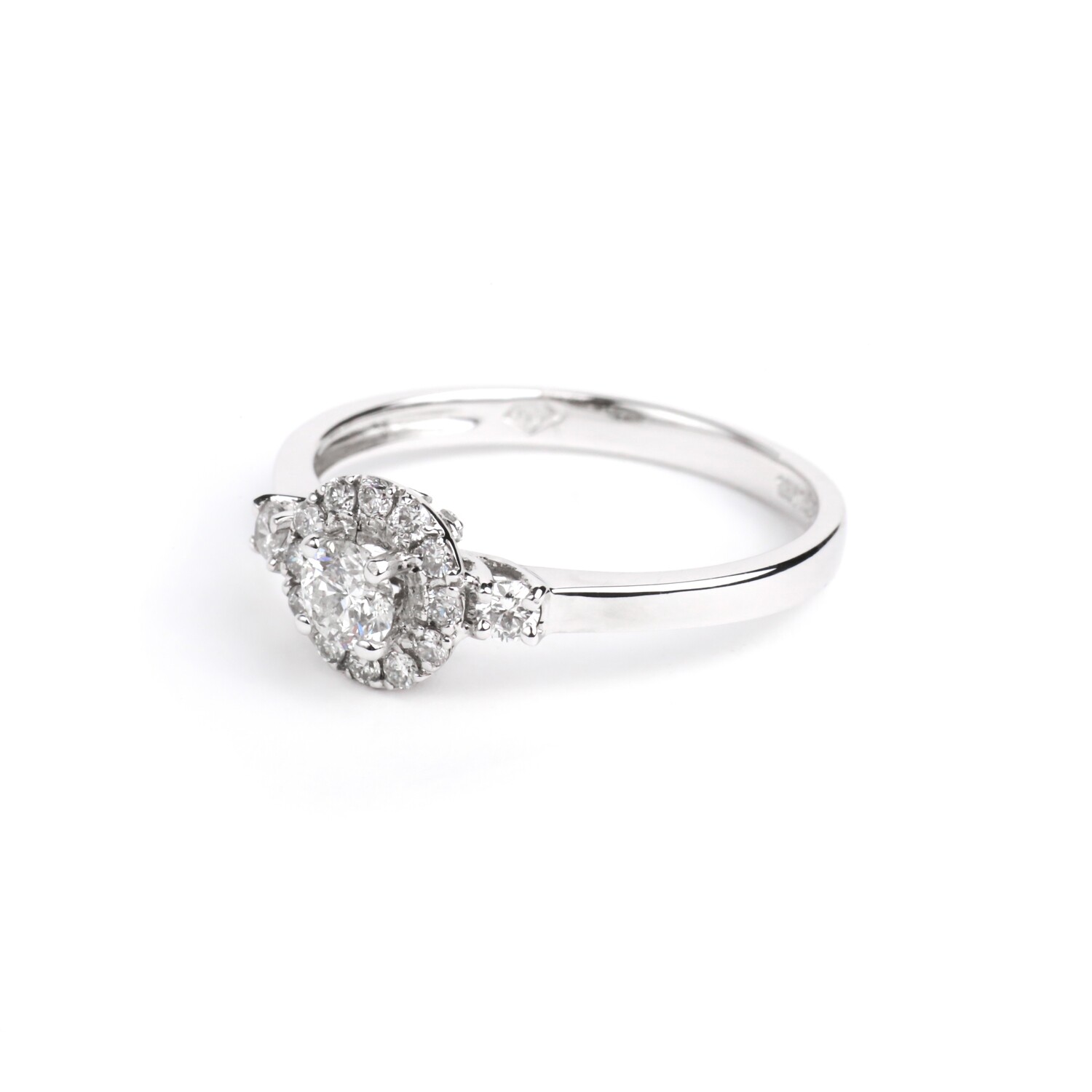 ANILLO COMPROMISO ORO BLANCO 18K &amp; DIAMANTES
