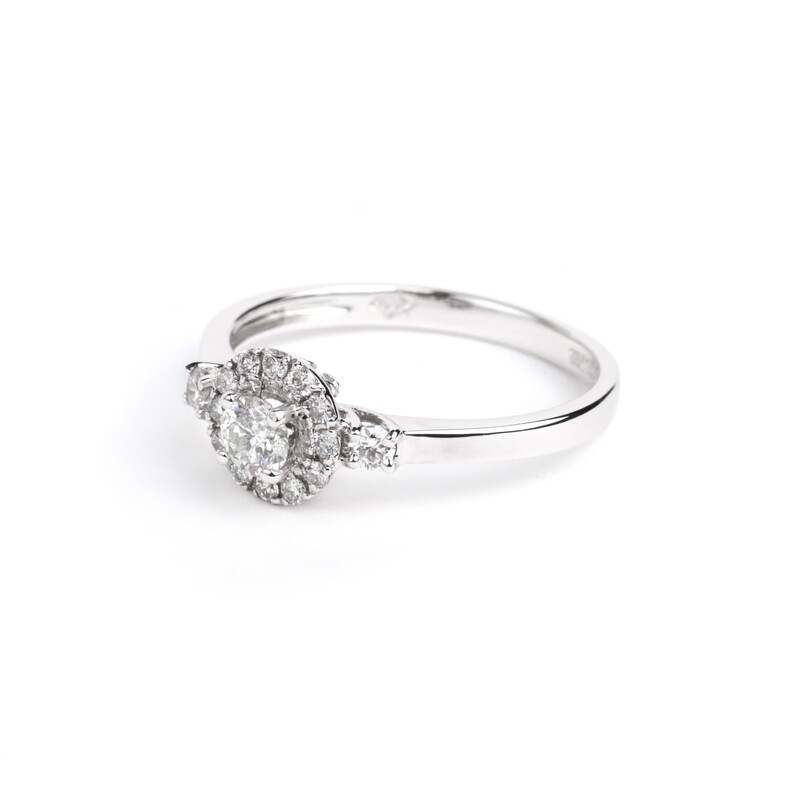 ANILLO COMPROMISO ORO BLANCO 18K &amp; DIAMANTES