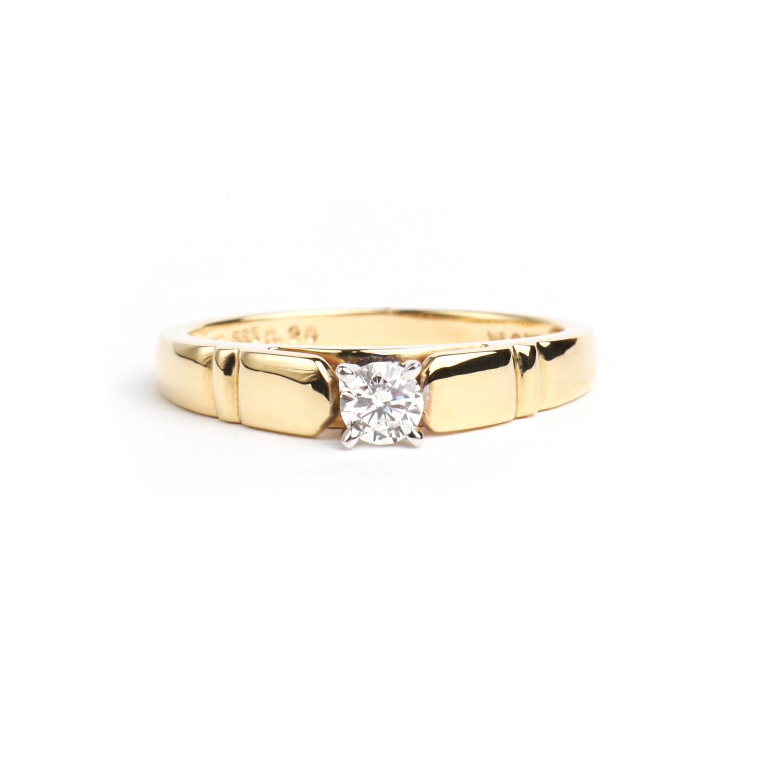 ANILLO COMPROMISO ORO AMARILLO 14K &amp; DIAMANTES