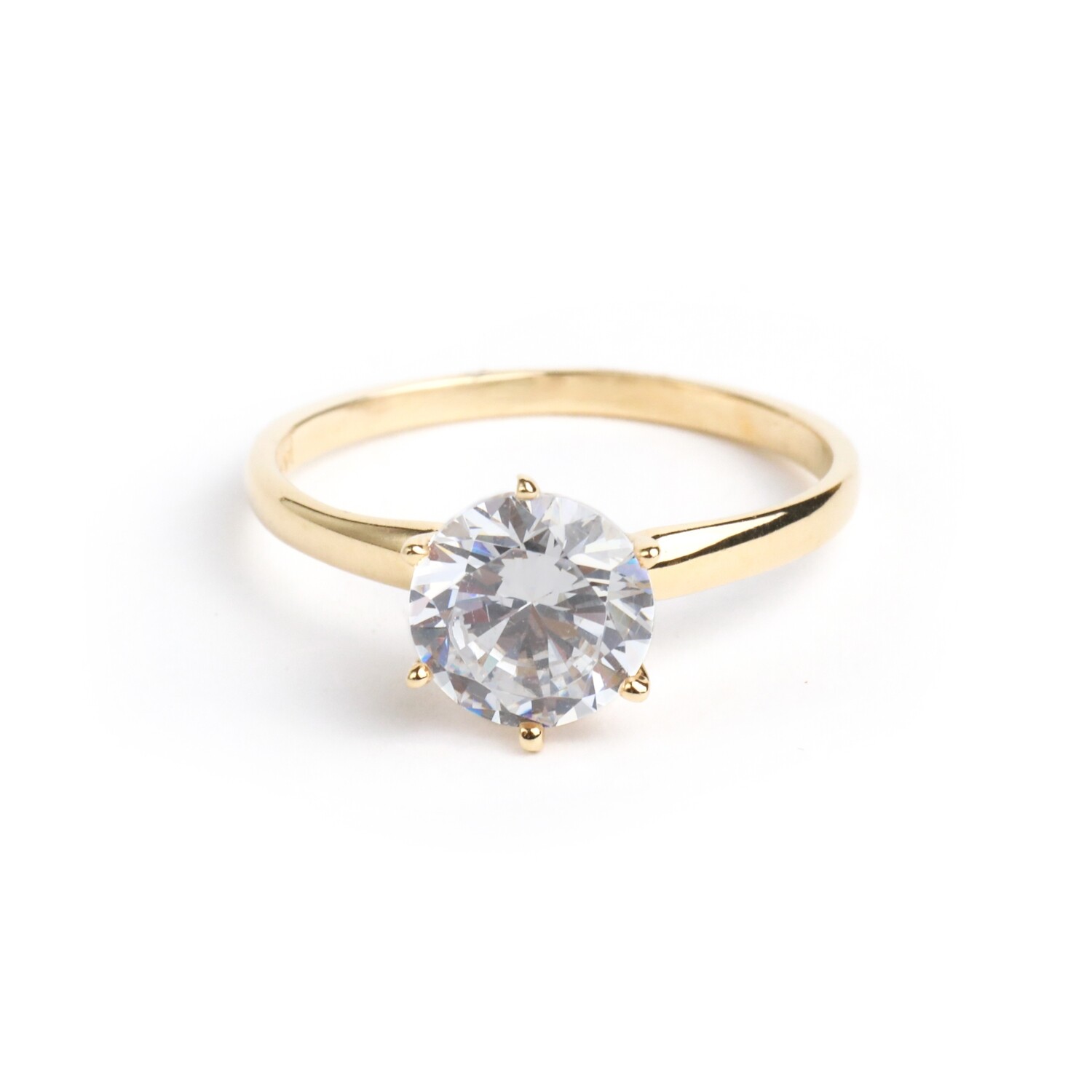 ANILLO COMPROMISO ORO AMARILLO 14K CIRCONIAS REDONDO