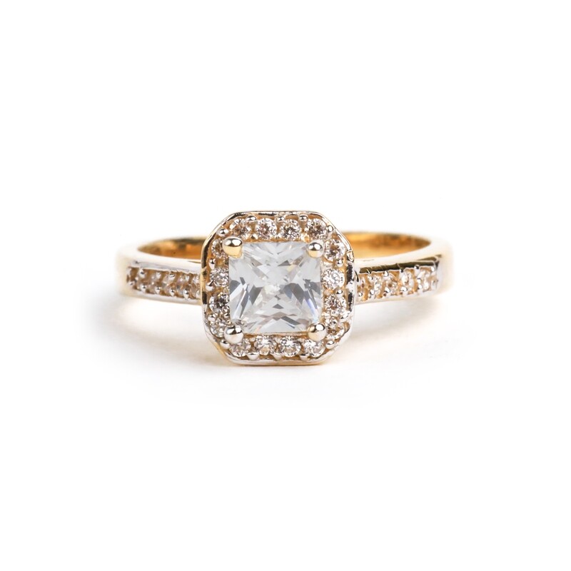 ANILLO ORO AMARILLO COMPORMISO CIRCONIAS 14K