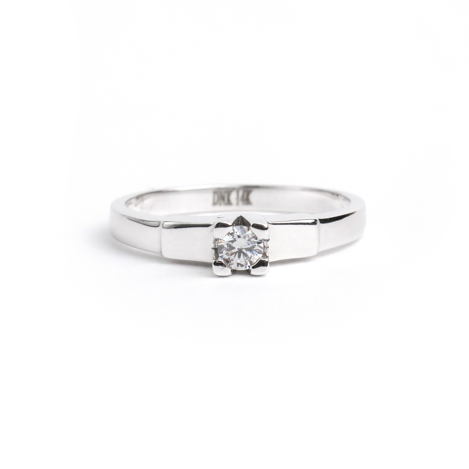 ANILLO ORO BLANCO 14K COMPROMISO SOLITARIO