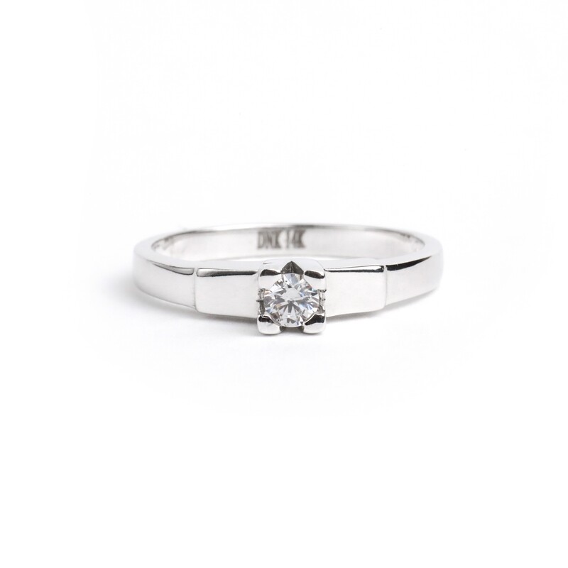 ANILLO ORO BLANCO 14K COMPROMISO SOLITARIO