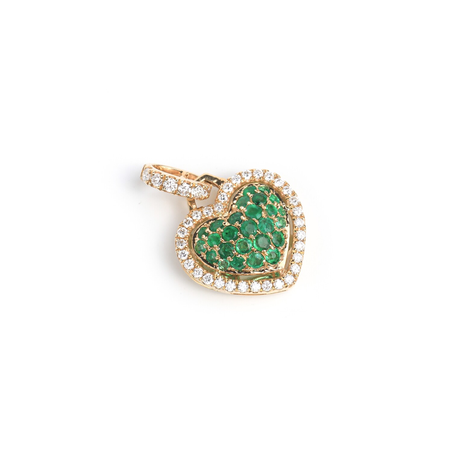 DIJE ORO AMARILLO 14K ESMERALDA &amp; DIAMANTES