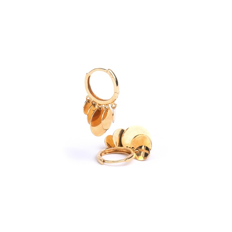 ARETES ORO AMARILLO 14K CIRCULOS VARIOS COLGANDO