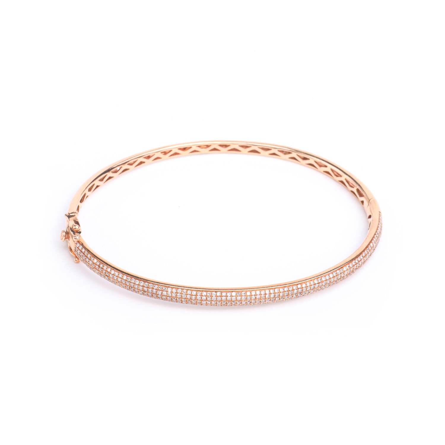 PULSA ORO ROSADO 14K BARRA DE DIAMANTES