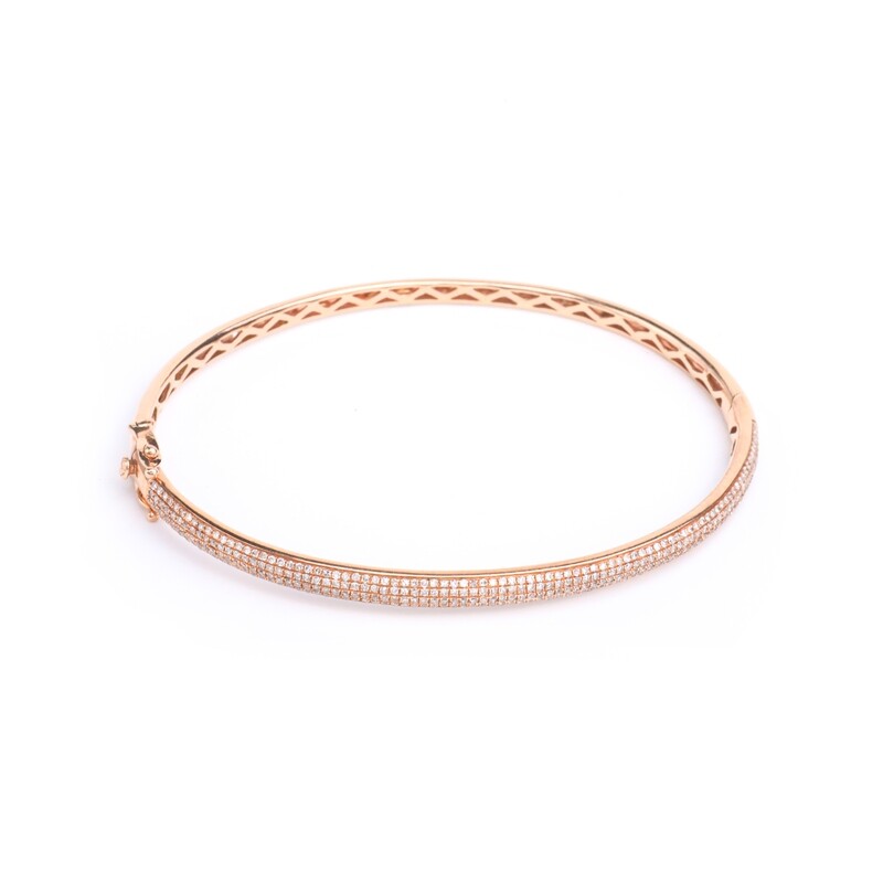 PULSA ORO ROSADO 14K BARRA DE DIAMANTES