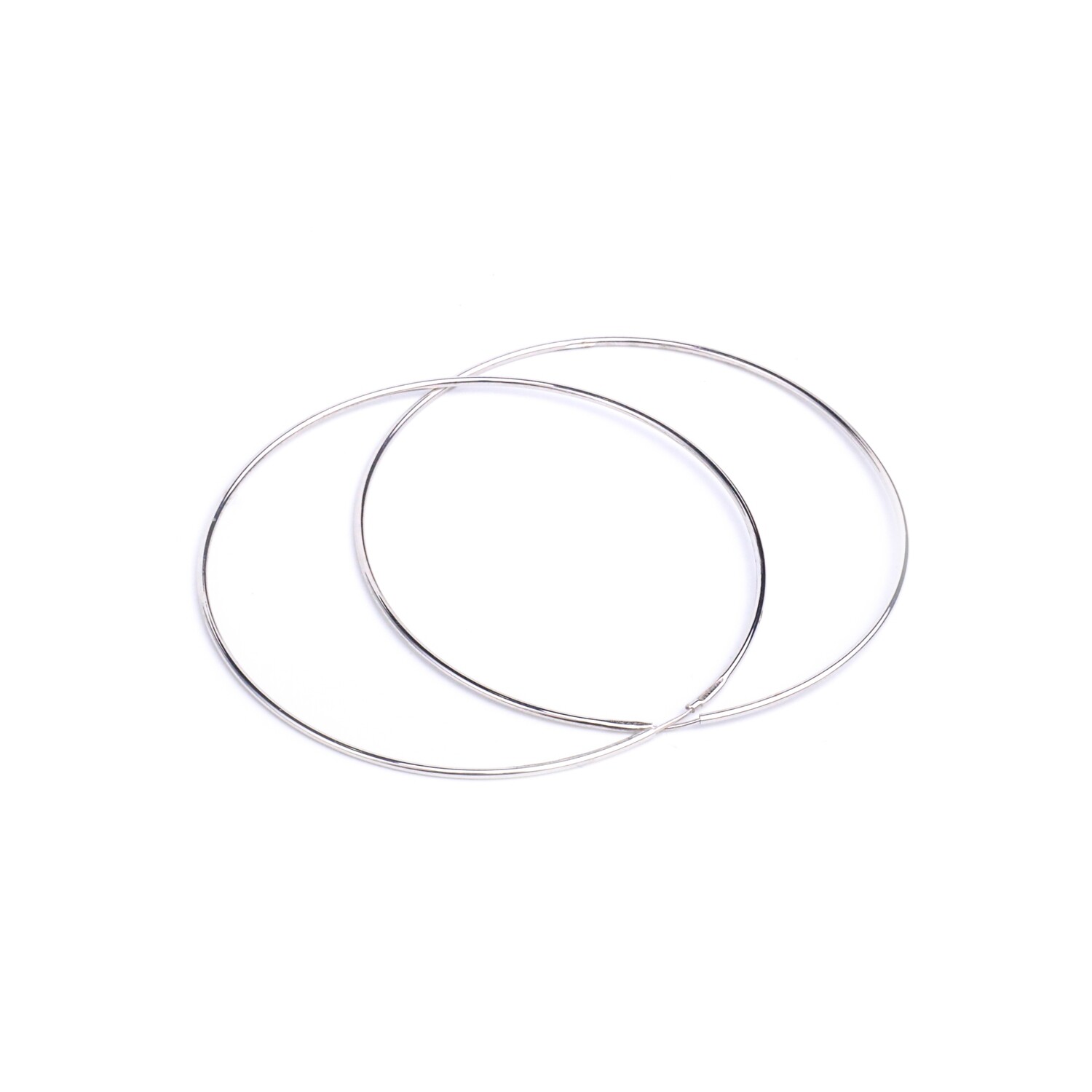 ARETES ORO BLANCO 14K ARGOLLA LISA FINA MEDIANA