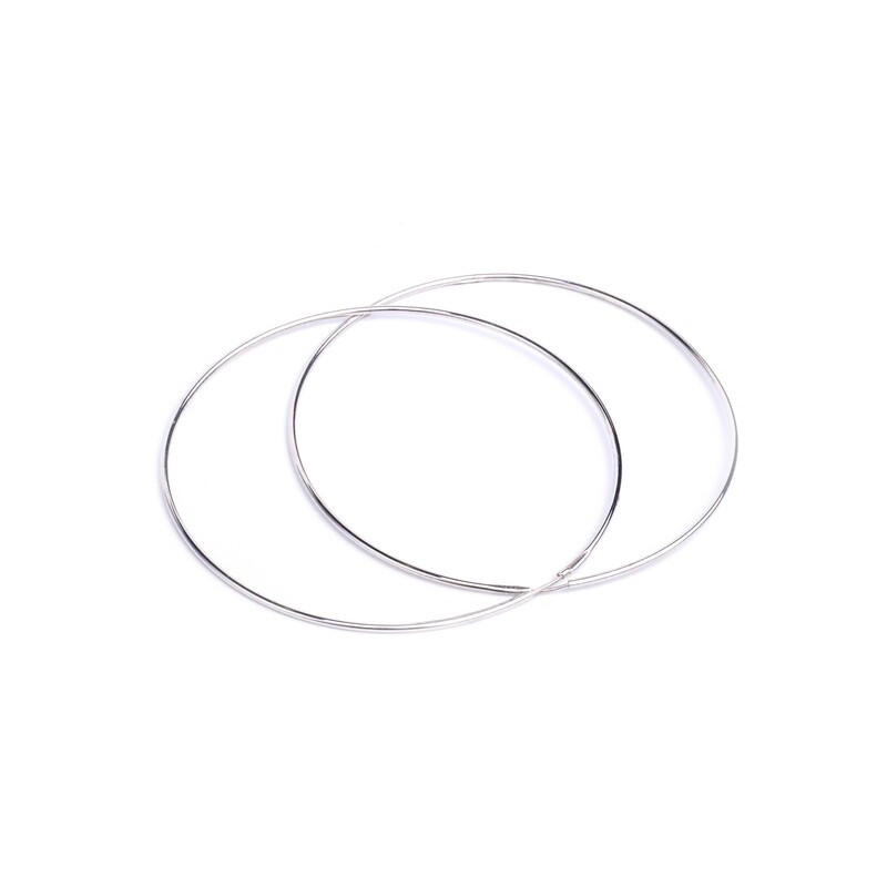 ARETES ORO BLANCO 14K ARGOLLA LISA FINA MEDIANA