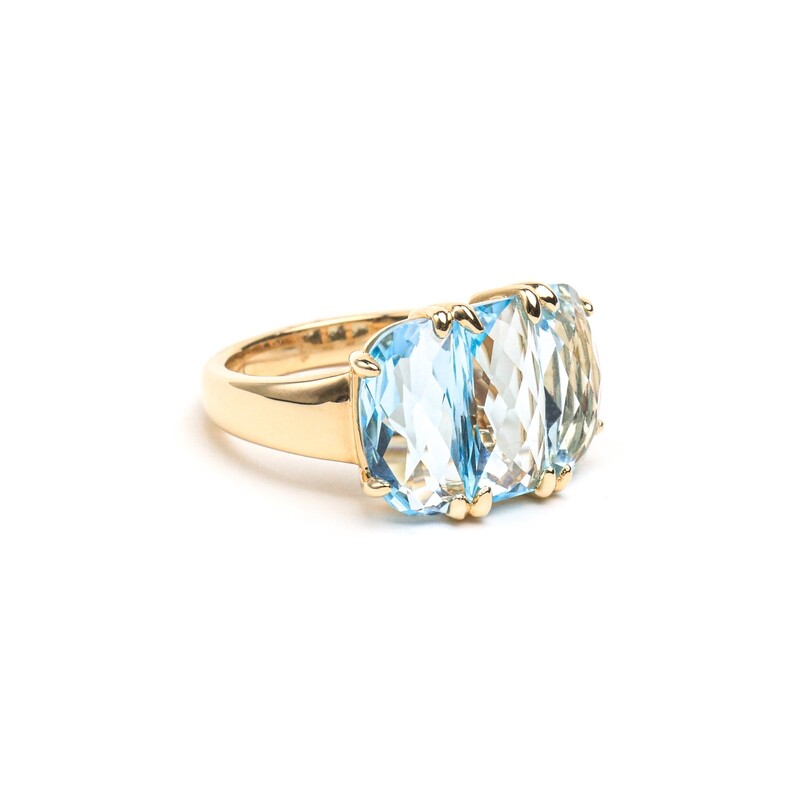ANILLO ORO AMARILLO 14K TOPACIO AZUL