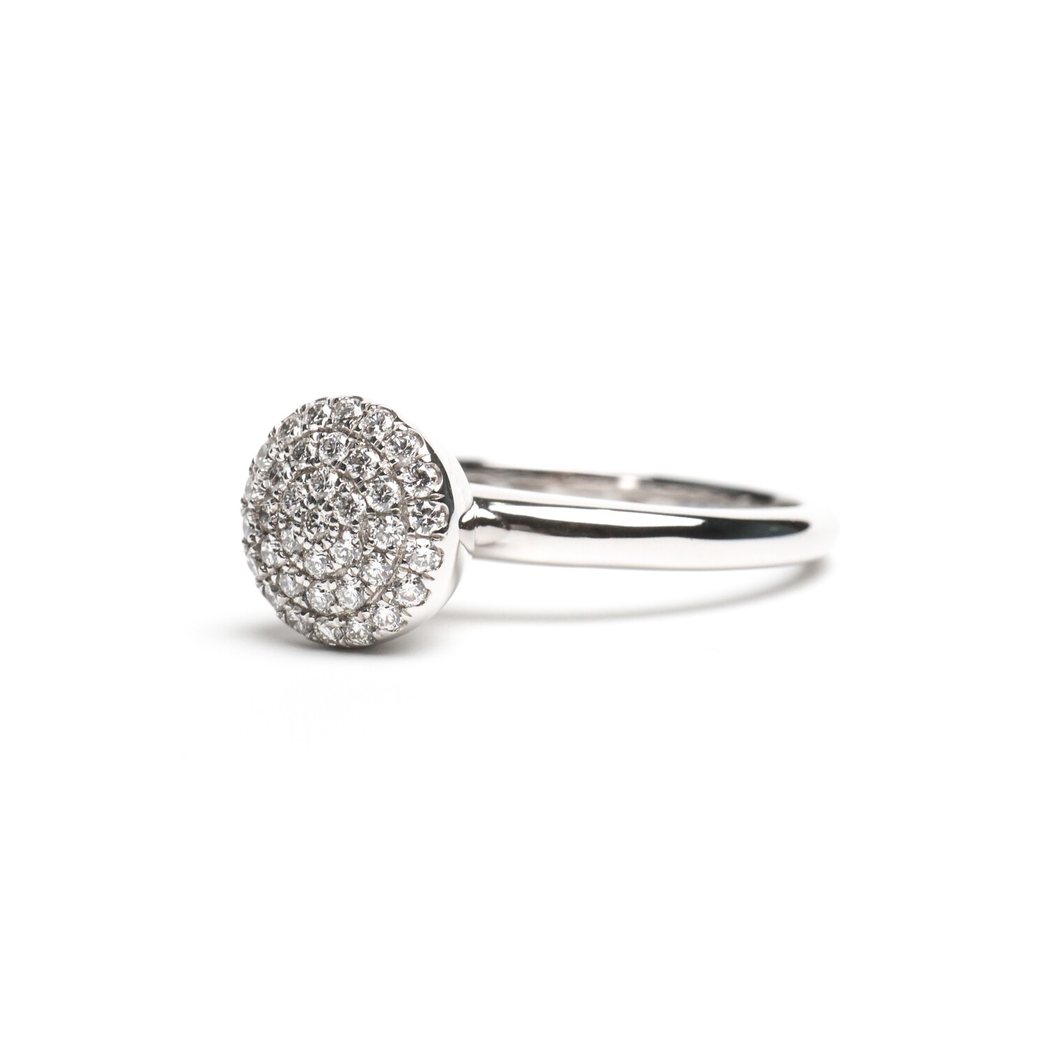 ANILLO ORO BLANCO 14K DIAMANTES REDONDOS
