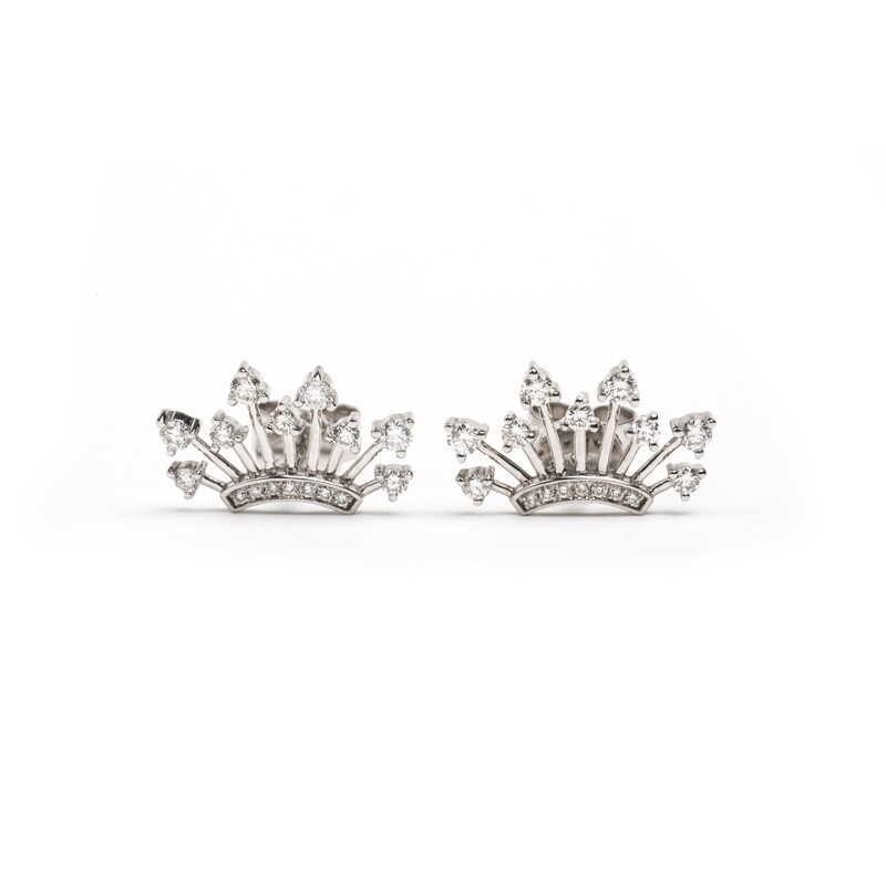 ARETES ORO BLANCO 14K CON DIAMANTES PAVET EARCUFF PEQ.