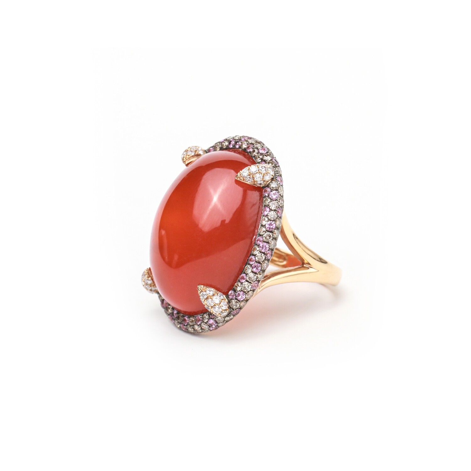 ANILLO ORO ROSADO 18K AGATHA ROJA CON DIAMANTES