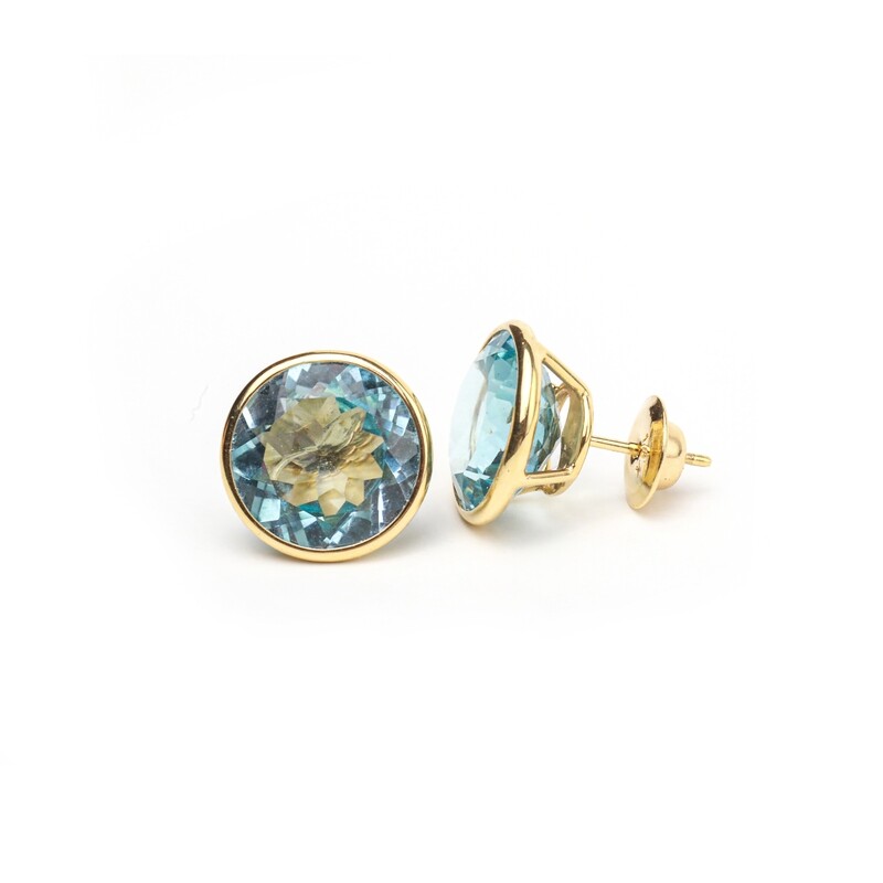 ARETES ORO AMARILLO 18K TOPACIO AZUL